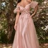 Off Shoulder Tulle Gown By Cinderella Divine CD0197