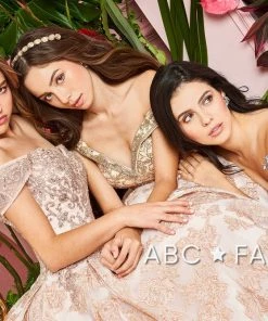 Forever Quince By Ragazza Fashion Champagne Off Shoulder Ball Gown By Forever Quince FQ836