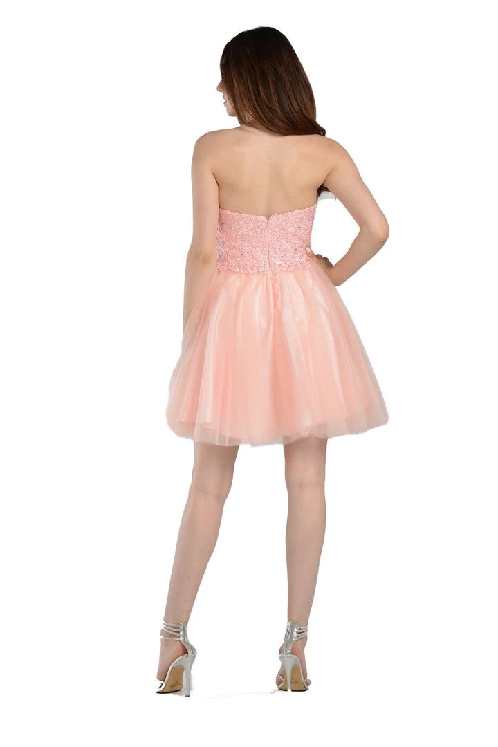 Prom Charcoal Short Strapless Dress With Lace Bodice By Poly USA 13 Prom Charcoal Short Strapless Dress With Lace Bodice By Poly USA