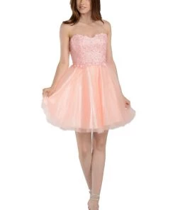 Prom Charcoal Short Strapless Dress With Lace Bodice By Poly USA 22 Prom Charcoal Short Strapless Dress With Lace Bodice By Poly USA