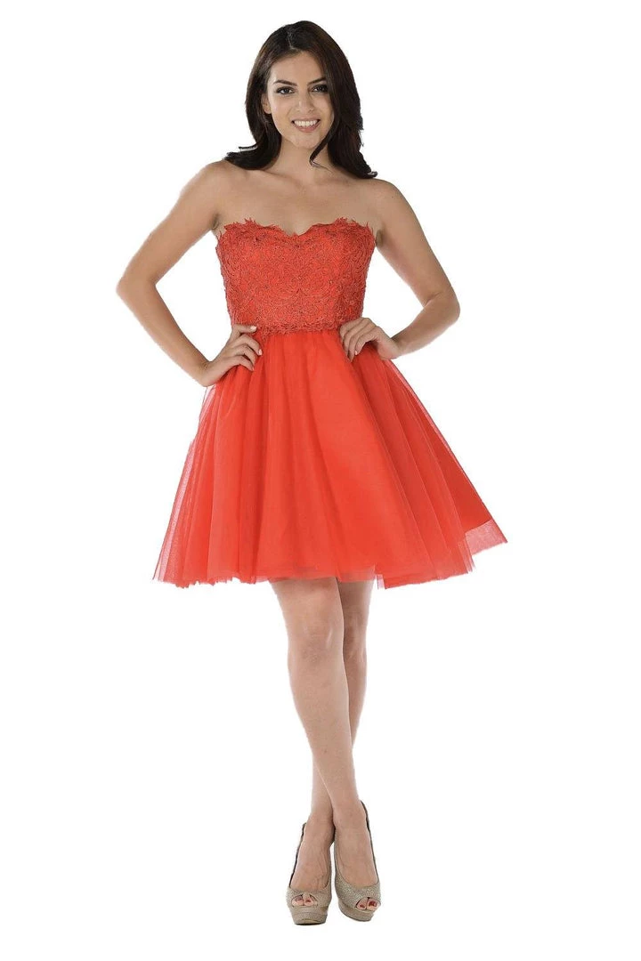 Prom Charcoal Short Strapless Dress With Lace Bodice By Poly USA 9 Prom Charcoal Short Strapless Dress With Lace Bodice By Poly USA