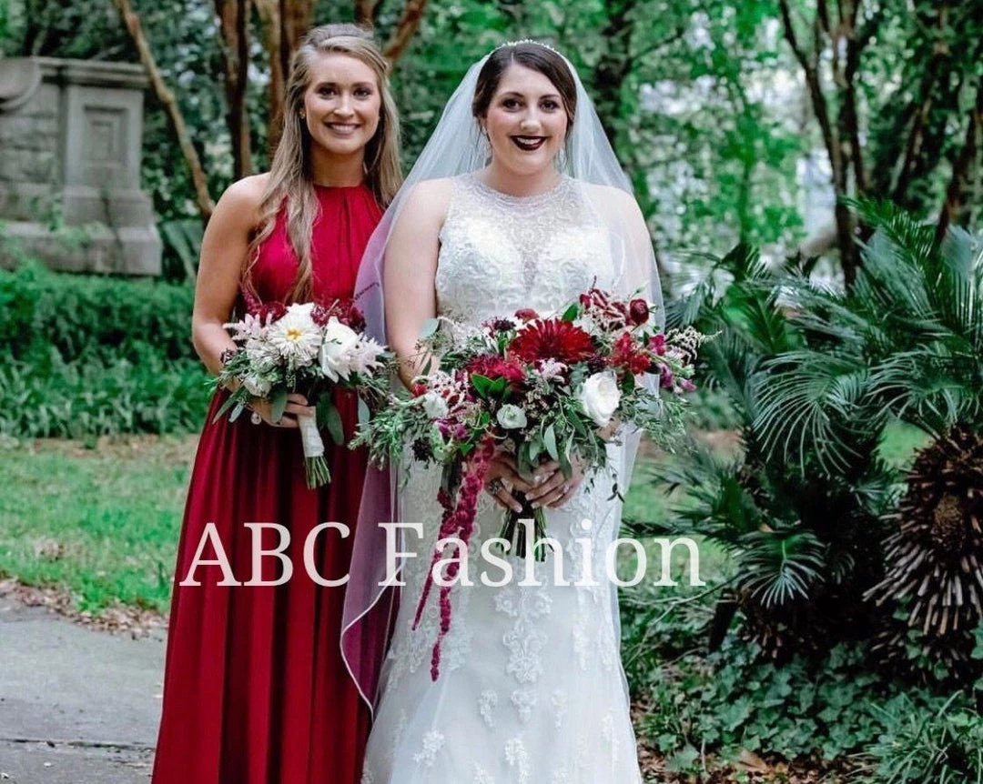 Chiffon High-Neck Ruched Long Burgundy Dress By Elizabeth K GL1524 9 Chiffon High-Neck Ruched Long Burgundy Dress By Elizabeth K GL1524