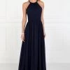 Prom Chiffon High-Neck Ruched Long Navy Dress By Elizabeth K GL1524 2 Prom Chiffon High-Neck Ruched Long Navy Dress By Elizabeth K GL1524