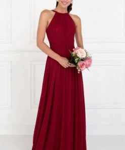 Prom Chiffon High-Neck Ruched Long Teal Dress By Elizabeth K GL1524 12 Prom Chiffon High-Neck Ruched Long Teal Dress By Elizabeth K GL1524