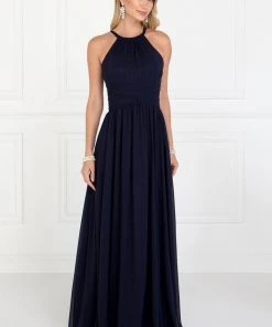 Prom Chiffon High-Neck Ruched Long Teal Dress By Elizabeth K GL1524 13 Prom Chiffon High-Neck Ruched Long Teal Dress By Elizabeth K GL1524