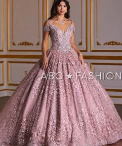 Cold Shoulder Floral Lace Quinceanera Dress By House Of Wu 26930