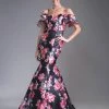 Satin Floral Print Mermaid Gown By Cinderella Divine 13043 Prom
