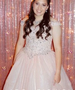 House Of Wu Fiesta Gowns Cold Shoulder Glitter Quinceanera Dress By Fiesta Gowns 56377 Quinceañera