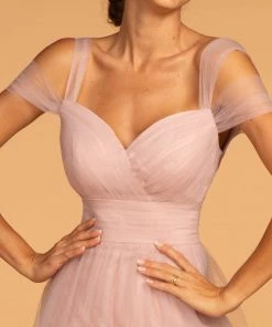 Cold Shoulder Long Tulle Dress By Elizabeth K GL2610 Prom