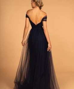 Cold Shoulder Long Tulle Dress By Elizabeth K GL2610 Prom