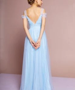 Cold Shoulder Long Tulle Dress By Elizabeth K GL2610 Prom