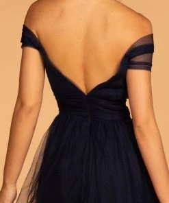 Cold Shoulder Long Tulle Dress By Elizabeth K GL2610 Prom