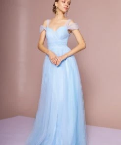 Cold Shoulder Long Tulle Dress By Elizabeth K GL2610 Prom