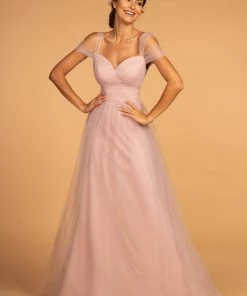Cold Shoulder Long Tulle Dress By Elizabeth K GL2610 Prom