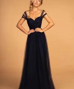 Cold Shoulder Long Tulle Dress By Elizabeth K GL2610 Prom