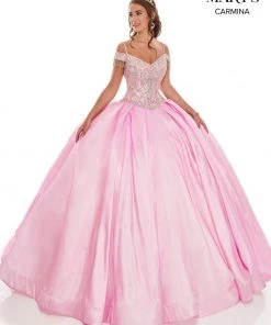Cold Shoulder Satin Quinceanera Dress By Mary's Bridal MQ1059