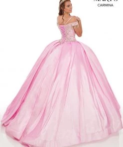 Cold Shoulder Satin Quinceanera Dress By Mary's Bridal MQ1059