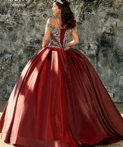 Cold Shoulder Satin Quinceanera Dress By Mary's Bridal MQ1059