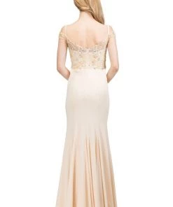 Starbox Prom Cold Shoulder Trumpet Dress With Beaded Top By Star Box 17403