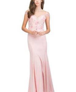 Starbox Prom Cold Shoulder Trumpet Dress With Beaded Top By Star Box 17403