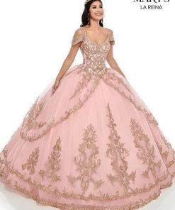 Quinceañera Cold Shoulder Tulle Quinceanera Dress By Mary's Bridal MQ2094
