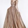 Prom Copper Metallic Glitter Ball Gown By Cinderella Divine CJ505