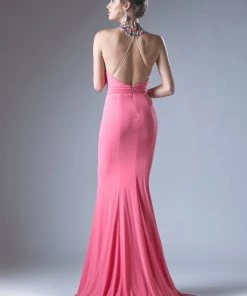 Pink Long Open Back Dress By Cinderella Divine 83964