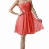 Coral Ruched Short Strapless Sweetheart Dress By Poly USA Prom