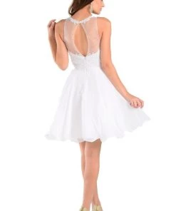 Prom Coral Short Chiffon Dress With Lace Applique Top By Poly USA 25 Prom Coral Short Chiffon Dress With Lace Applique Top By Poly USA