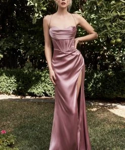 Corset Cowl Satin Gown By Cinderella Divine 7483 Prom