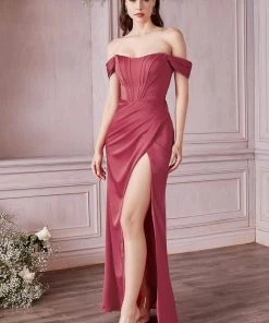 Corset Satin Gown By Cinderella Divine 7484 Prom