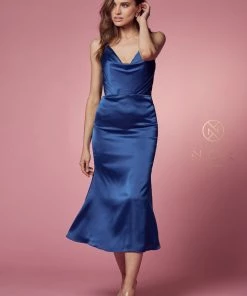Cowl Neck Midi Dress By Nox Anabel R1027 Prom