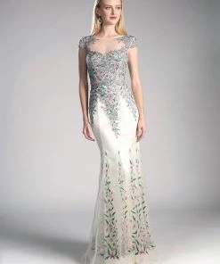 Floral Embroidered Mermaid Gown By Cinderella Divine 61012
