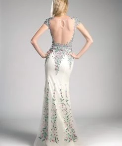 Floral Embroidered Mermaid Gown By Cinderella Divine 61012