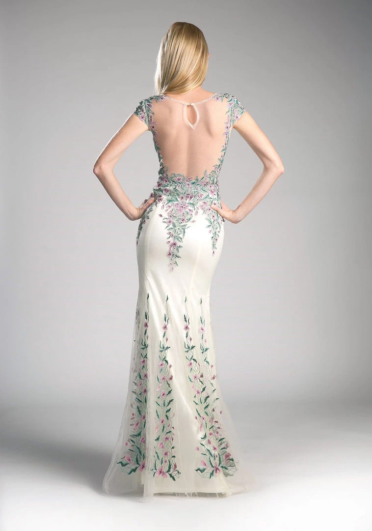 Floral Embroidered Mermaid Gown By Cinderella Divine 61012 4 Floral Embroidered Mermaid Gown By Cinderella Divine 61012