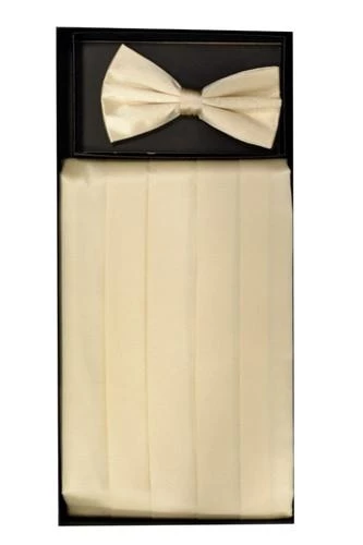 Vesuvio Napoli Cream Silk Satin Cummerbund And Bow Tie Set 3 Vesuvio Napoli Cream Silk Satin Cummerbund And Bow Tie Set