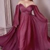 Curve Long Sleeve Chiffon Gown By Cinderella Divine CD243C New