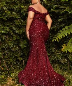 Curve Off Shoulder Sequin Gown By Cinderella Divine CD975C Prom