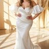Curve White Puff Sleeve Gown By Cinderella Divine CD984WC