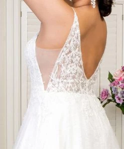 Deep V-Neck Glitter Wedding Dress By Elizabeth K GL1915 14 Deep V-Neck Glitter Wedding Dress By Elizabeth K GL1915