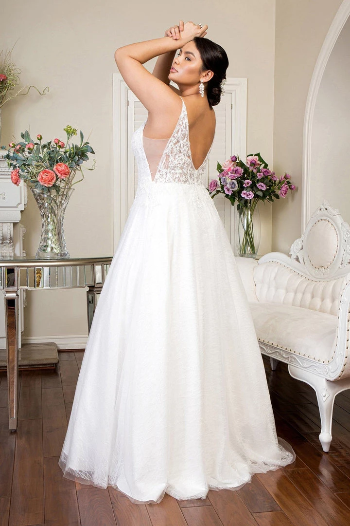 Deep V-Neck Glitter Wedding Dress By Elizabeth K GL1915 6 Deep V-Neck Glitter Wedding Dress By Elizabeth K GL1915