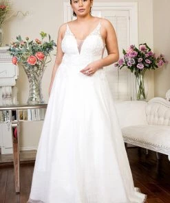 Deep V-Neck Glitter Wedding Dress By Elizabeth K GL1915 11 Deep V-Neck Glitter Wedding Dress By Elizabeth K GL1915