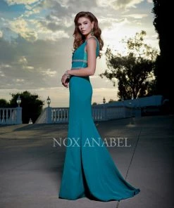 Jeweled V-Neck Mermaid Gown By Nox Anabel A076 Prom 13 Jeweled V-Neck Mermaid Gown By Nox Anabel A076 Prom