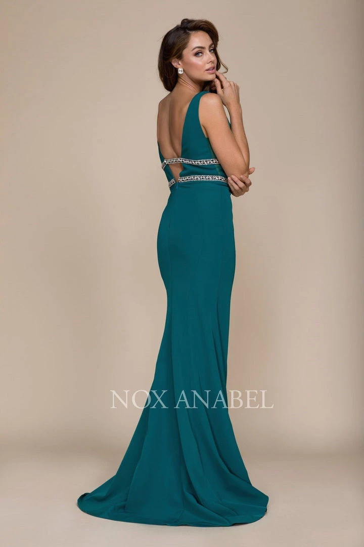 Jeweled V-Neck Mermaid Gown By Nox Anabel A076 Prom 6 Jeweled V-Neck Mermaid Gown By Nox Anabel A076 Prom