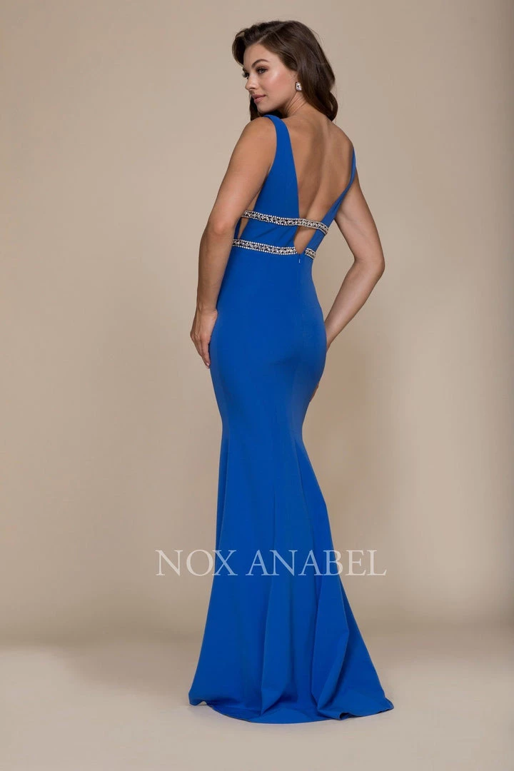 Jeweled V-Neck Mermaid Gown By Nox Anabel A076 Prom 9 Jeweled V-Neck Mermaid Gown By Nox Anabel A076 Prom