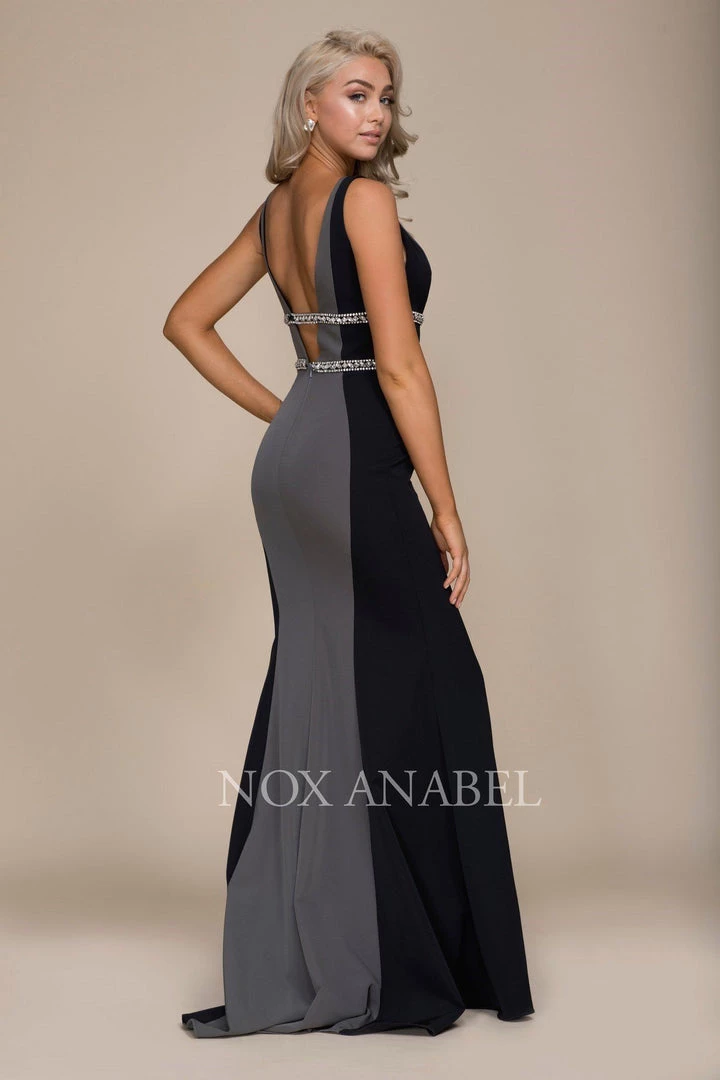 Jeweled V-Neck Mermaid Gown By Nox Anabel A076 Prom 11 Jeweled V-Neck Mermaid Gown By Nox Anabel A076 Prom
