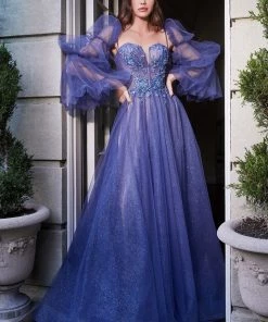 Detachable Puff Sleeve Gown By Cinderella Divine B709