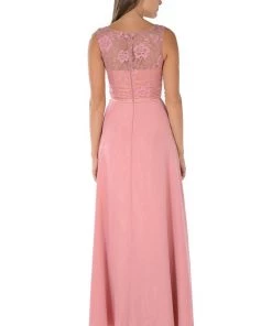 Dusty Rose Long Lace Bodice Dress With Bolero Jacket By Poly USA