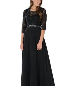 Dusty Rose Long Lace Bodice Dress With Bolero Jacket By Poly USA