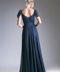 Long Flutter Sleeve Dress By Cinderella Divine 1002 Prom